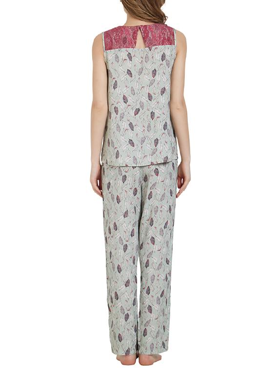 lace detail top with pajama set - 14921216 - Standard Image - 2