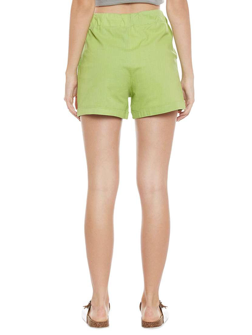 solid green cotton shorts - 14921407 -  Standard Image - 2
