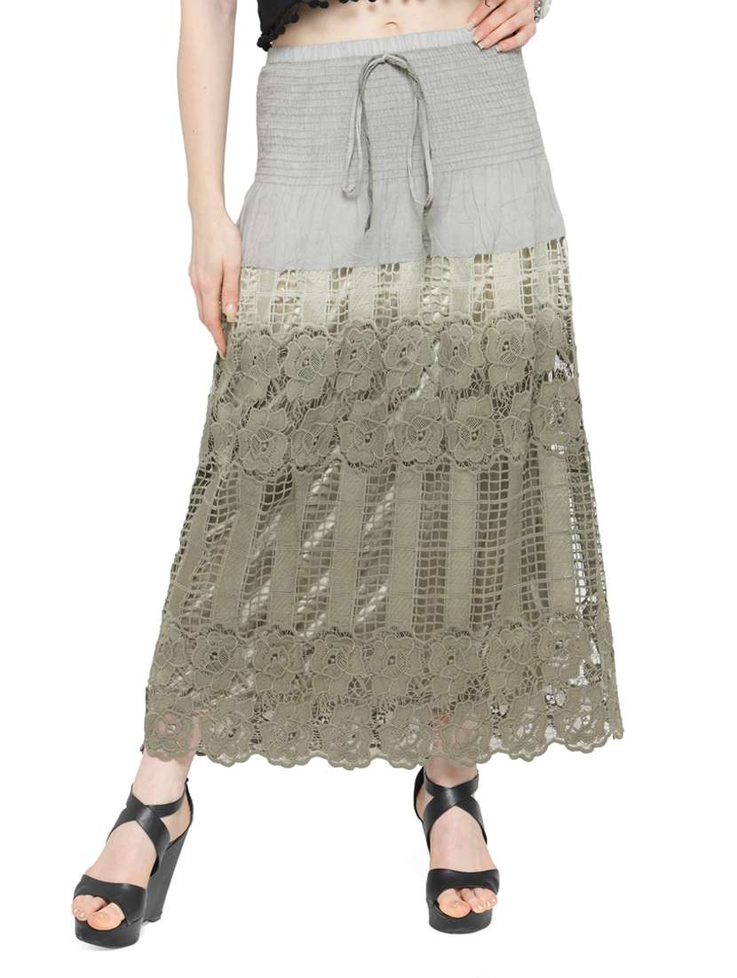 grey cotton ombre maxi skirt