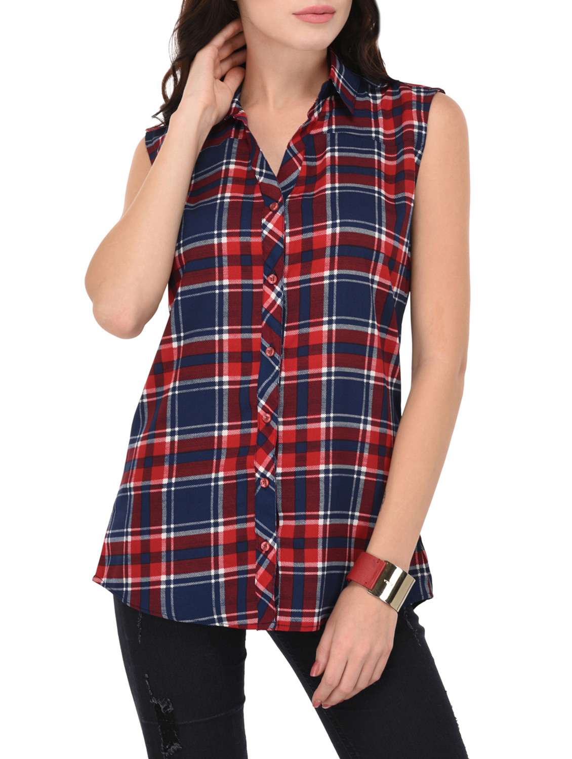 red & blue checkered shirt