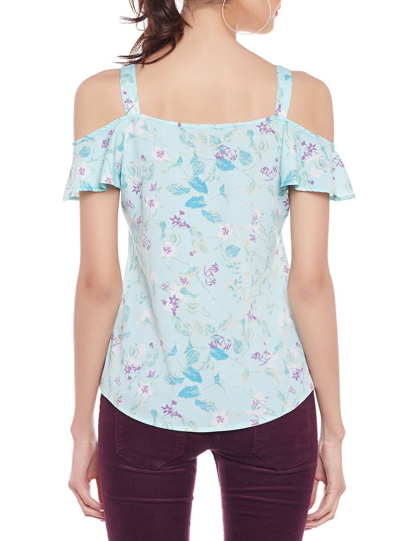 light blue cold shoulder top - 14929433 - Standard Image - 2