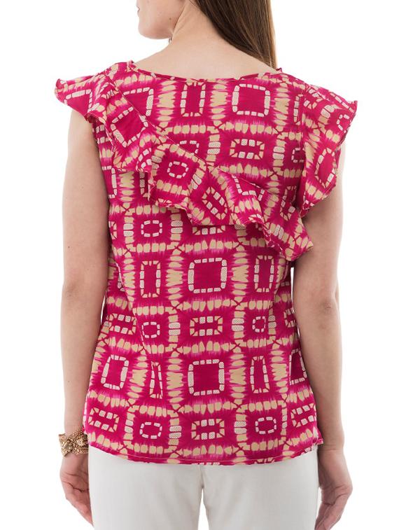 pink printed crepe ruffled top - 14930597 - Standard Image - 2