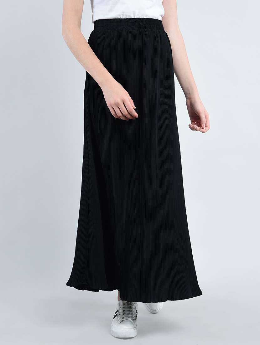 black solid crepe maxi skirt - 14930635 -  Zoom Image - 0