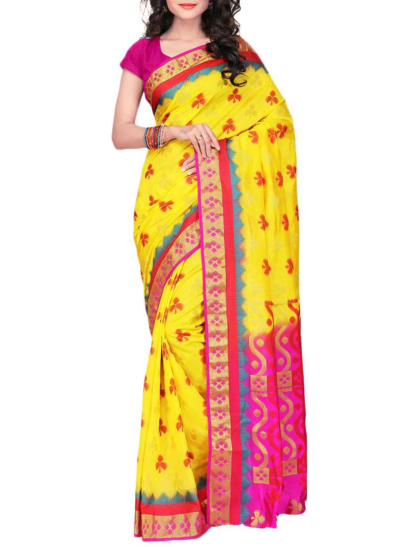 yellow silk saree with blouse