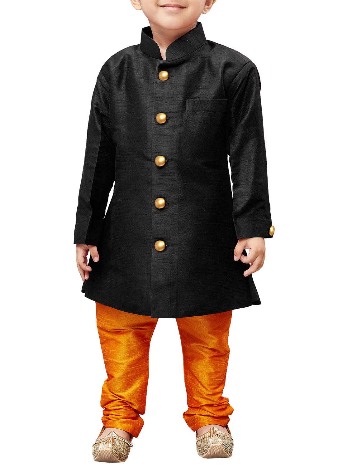 black cotton blend kurta set