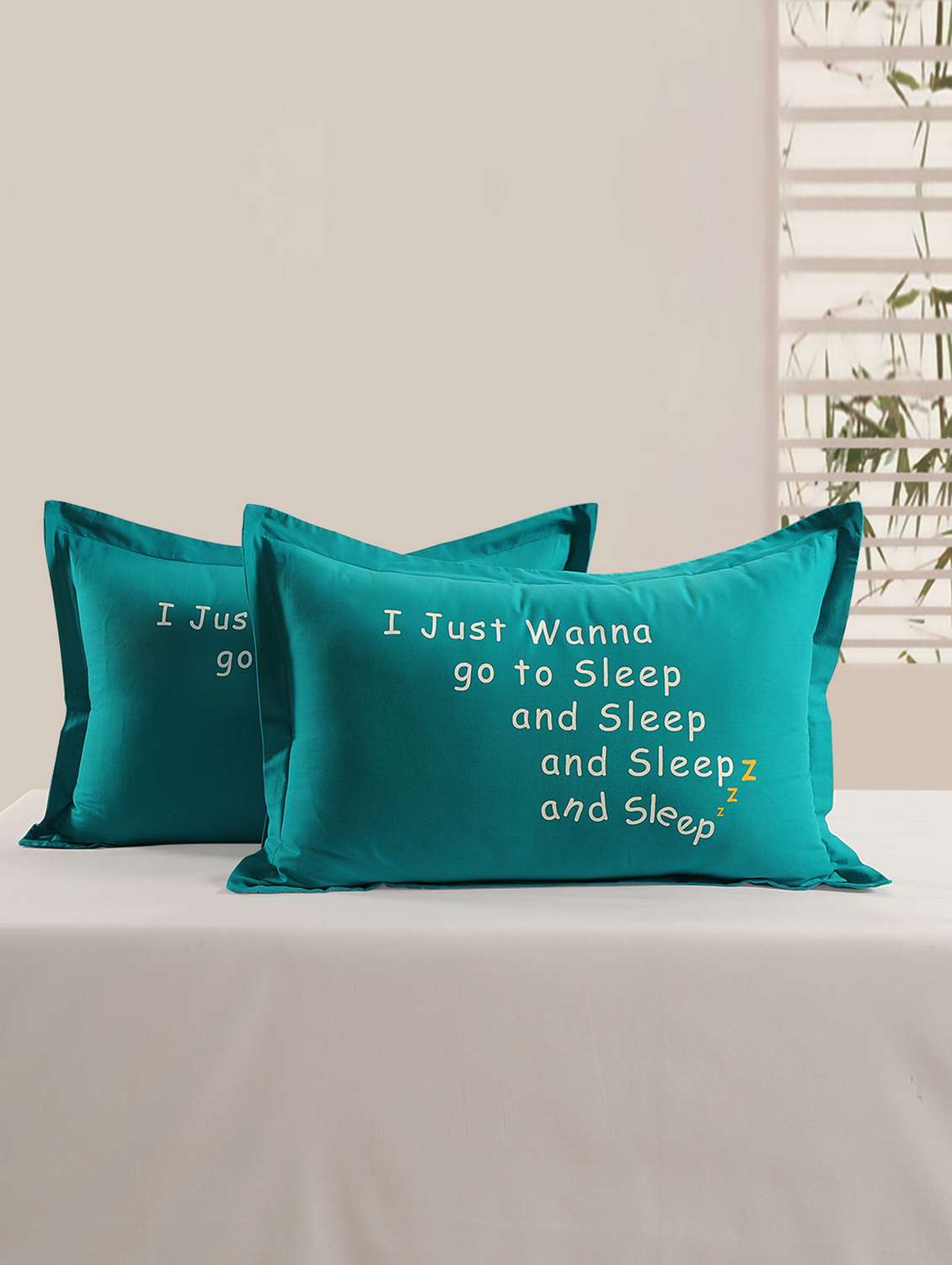 go to sleep graffiti turquoise pillow cover set of 2