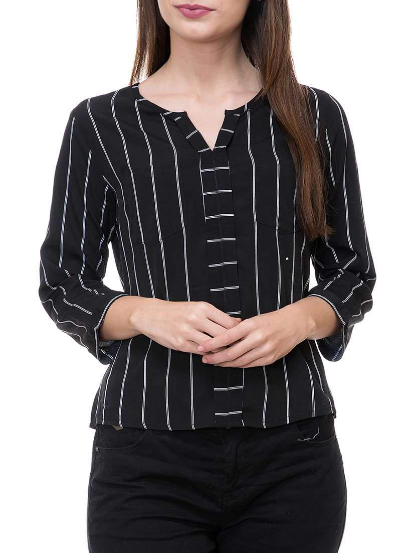 notch neck striped top