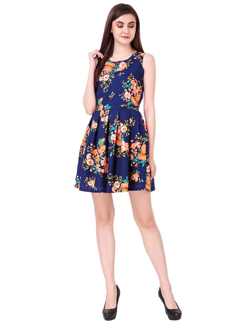 navy blue fit & flare dress