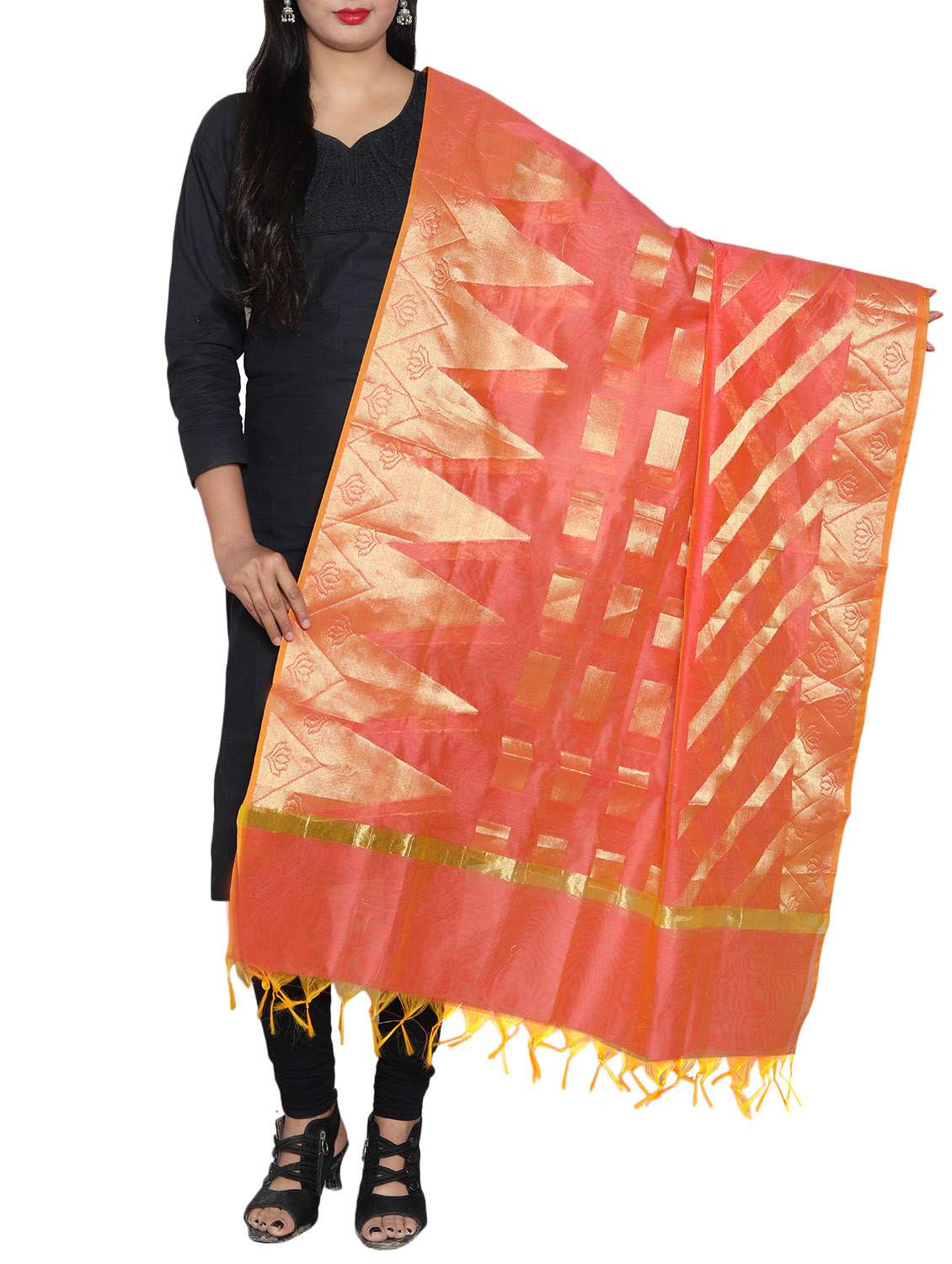 peach chanderi dupatta