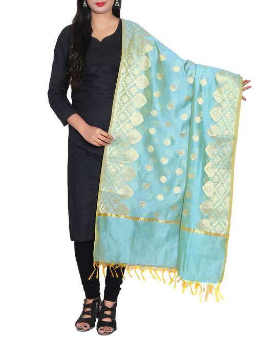 sku blue chanderi dupatta - 14935007 -  Standard Image - 0