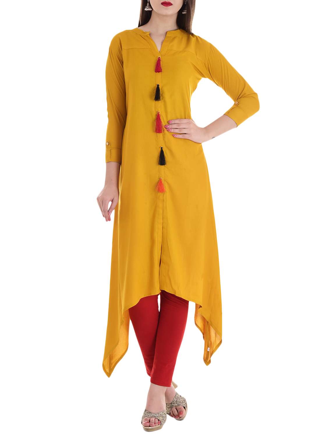 yellow viscose kurta