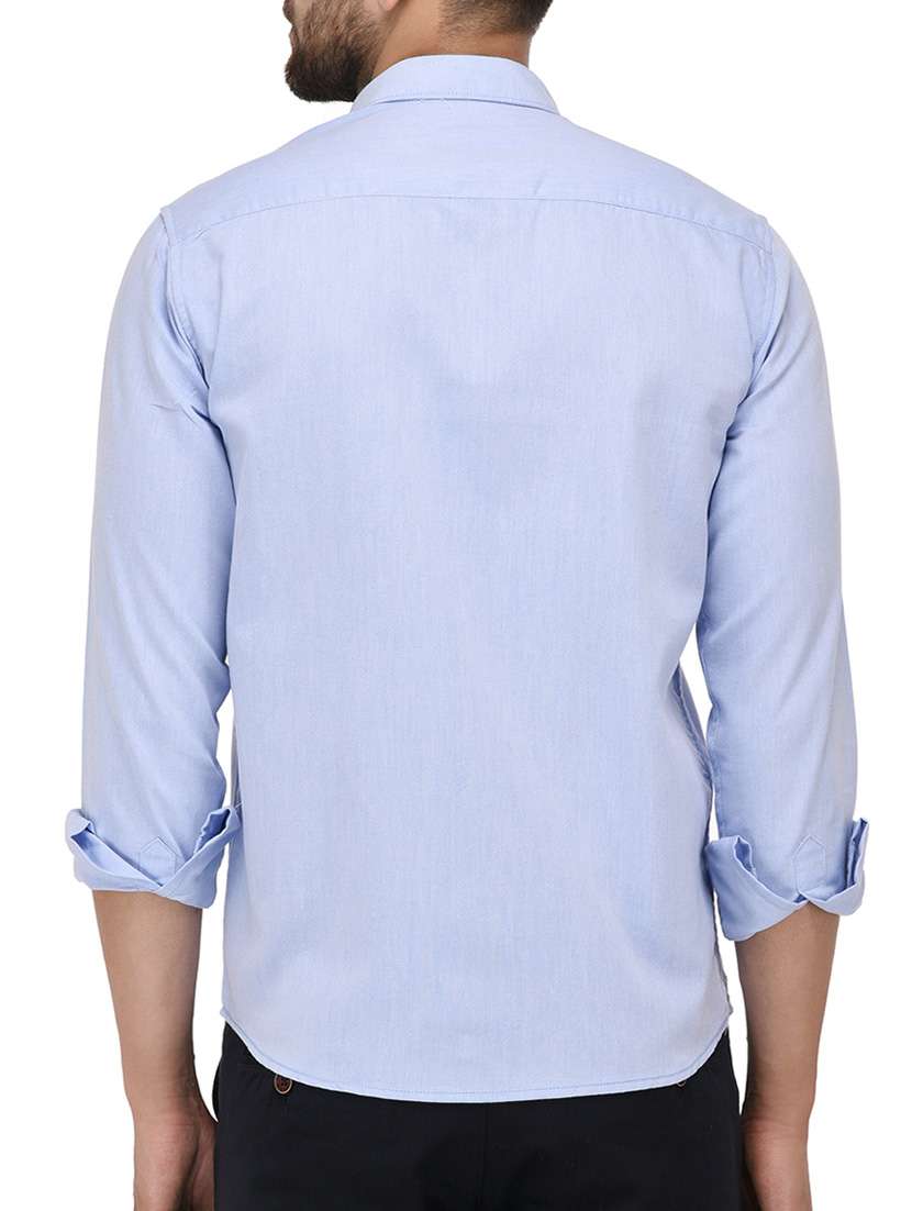 light blue solid casual shirt - 14938550 - Standard Image - 2