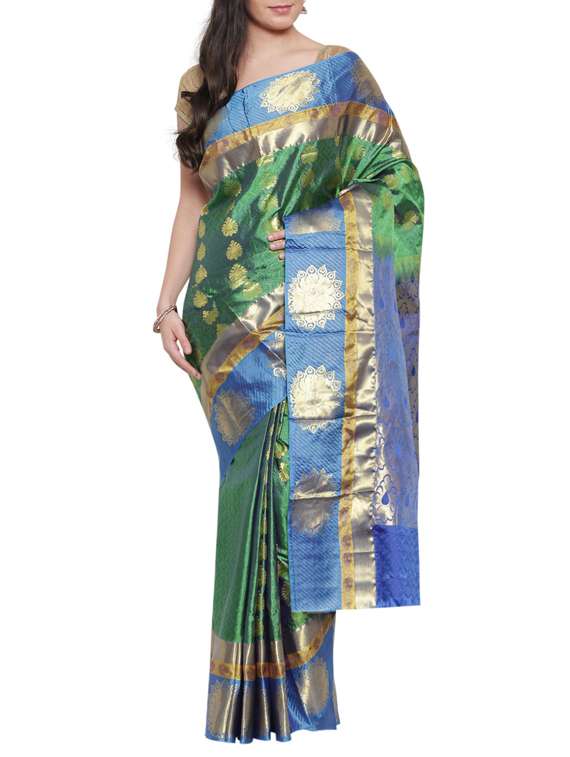 the chennai silks green kanjivaram silk saree with blouse