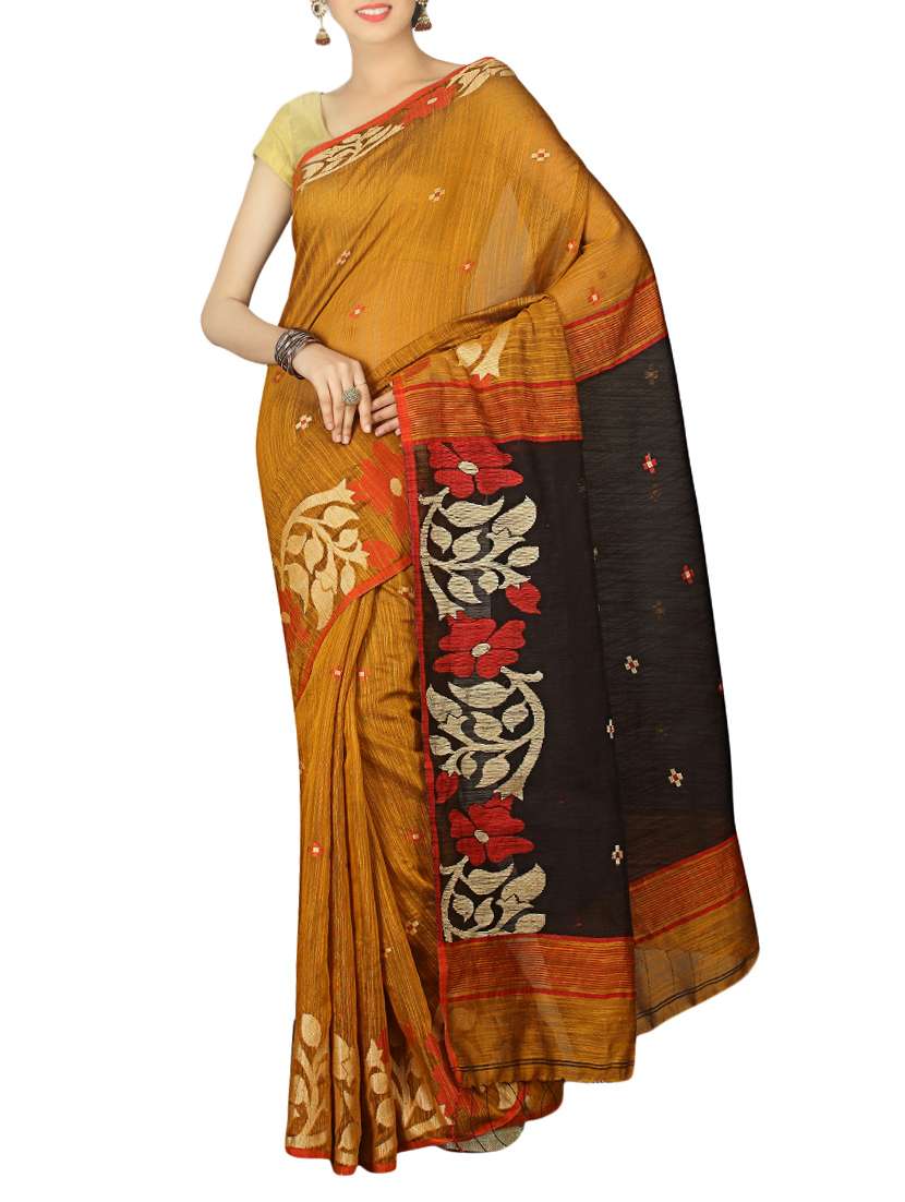 floral motif handloom saree with blouse