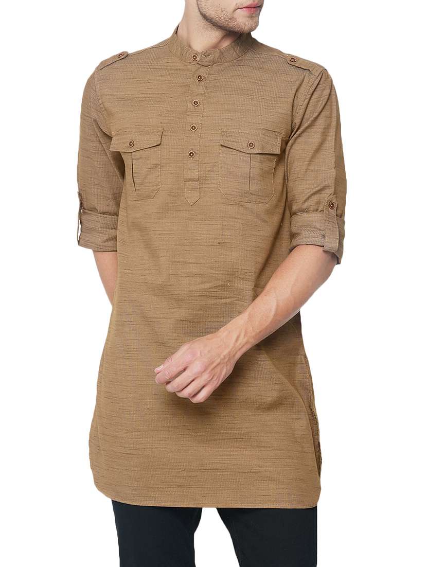 brown cotton pathani kurta