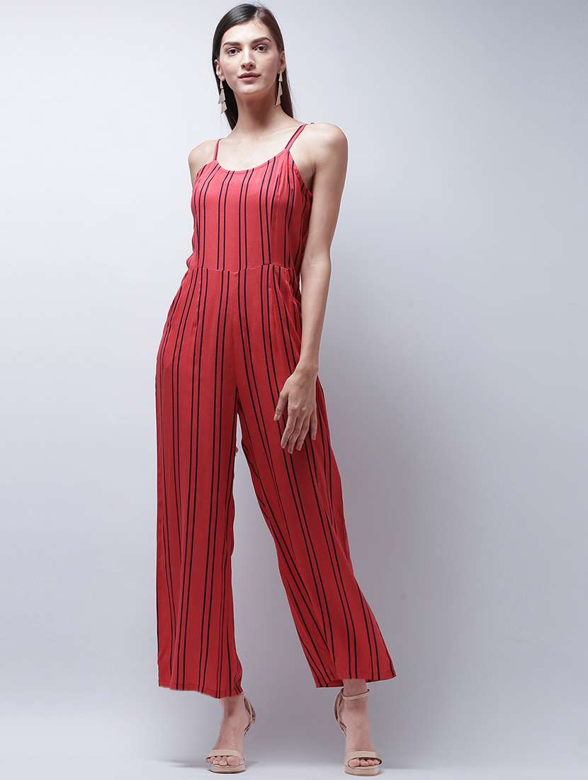 striped full leg cami jumpsuit