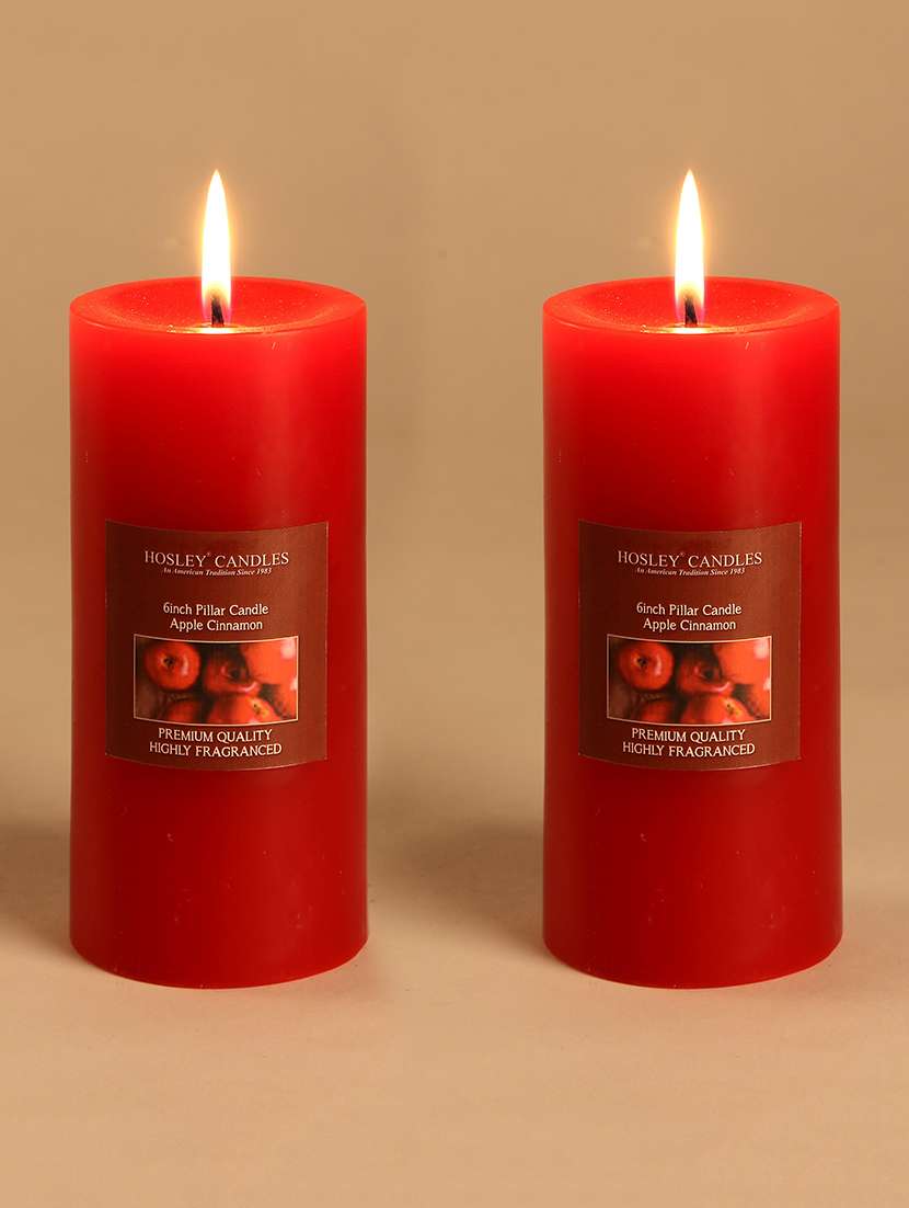 set of 2 apple cinnamon 6 inch pillar candles