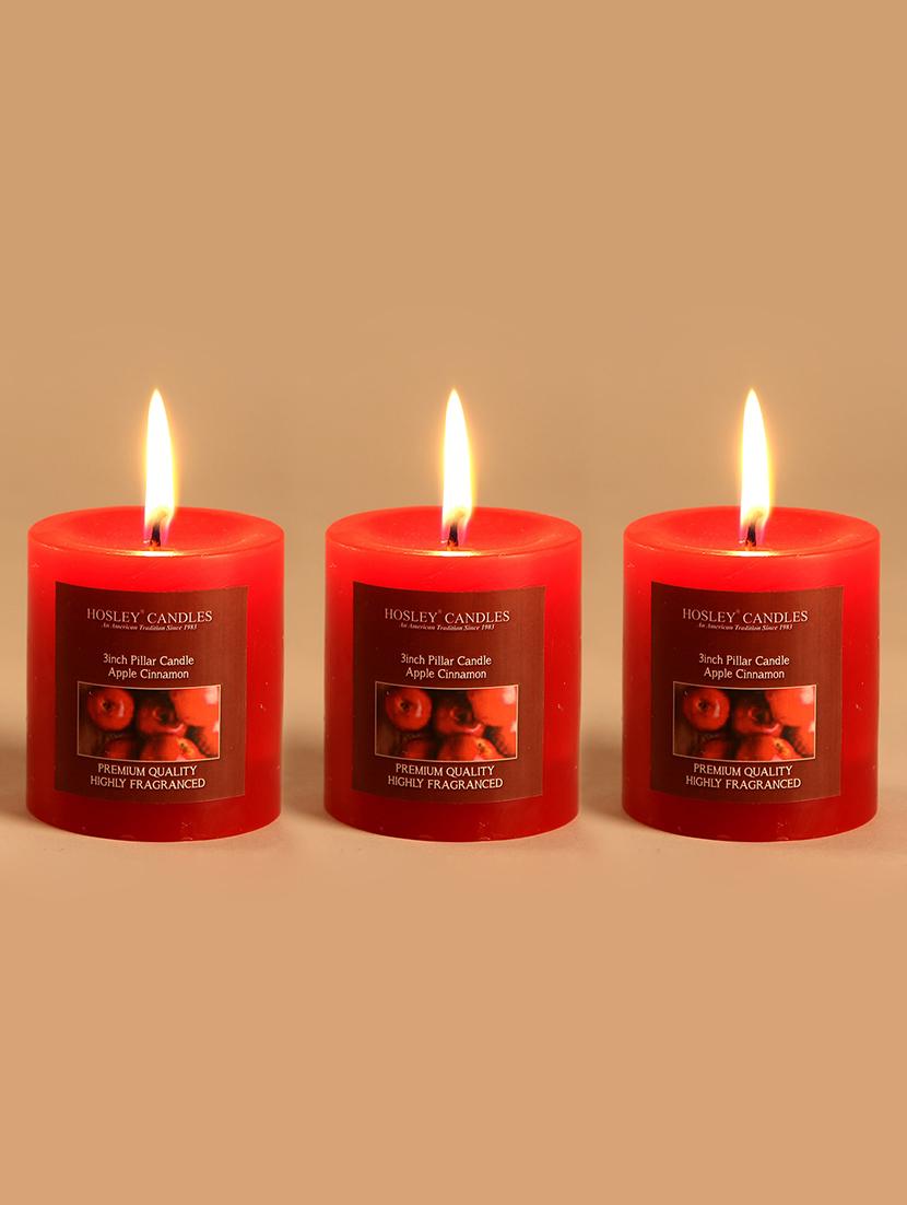 set of 3 apple cinnamon 3 inch pillar candles