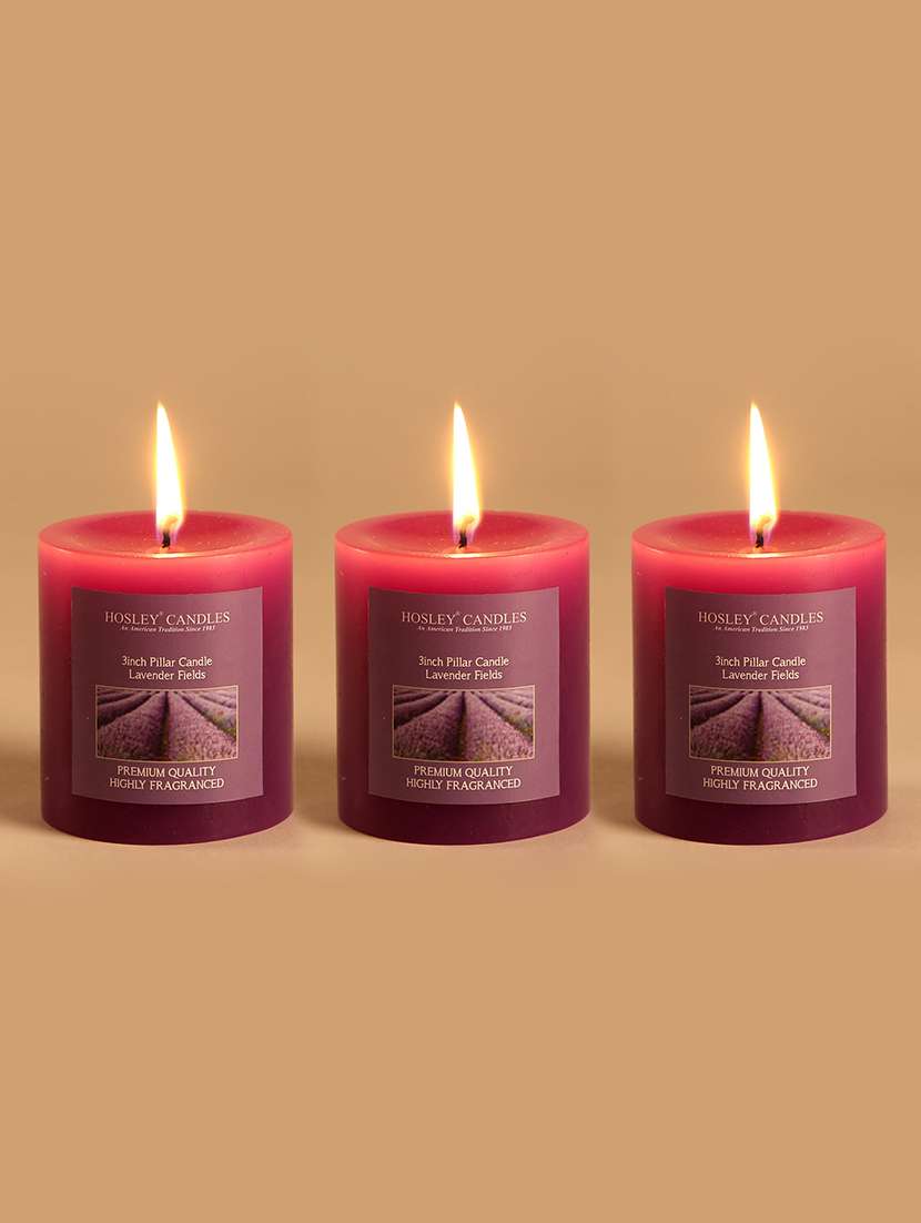 set of 3 lavender fields 3 inch pillar candles