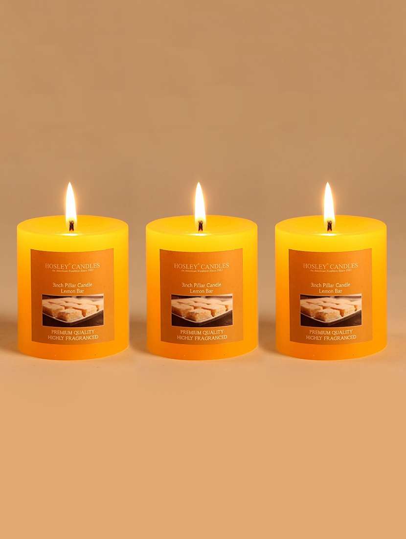 set of 3 lemon bar 3 inch pillar candles