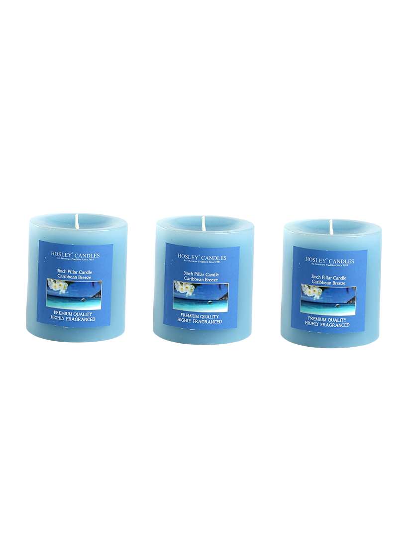 set of 3 caribbean breeze 3 inch pillar candles