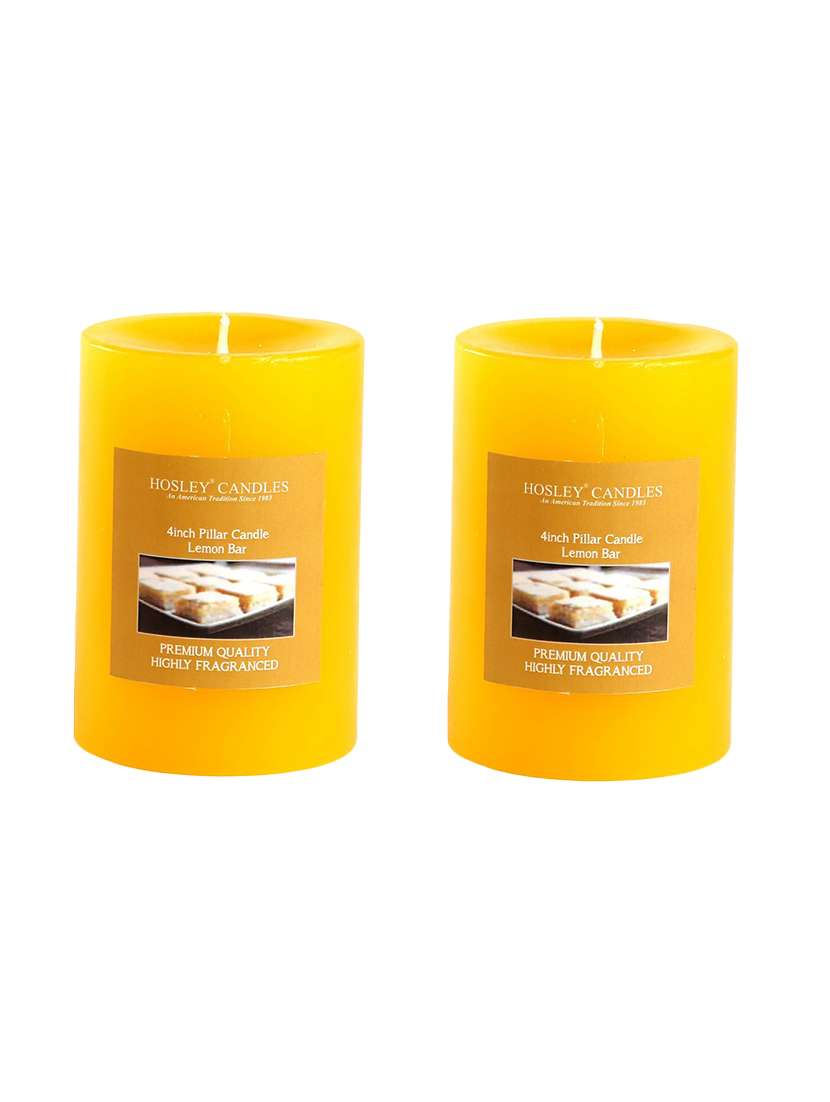 set of 2 lemon bar 4 inch pillar candles