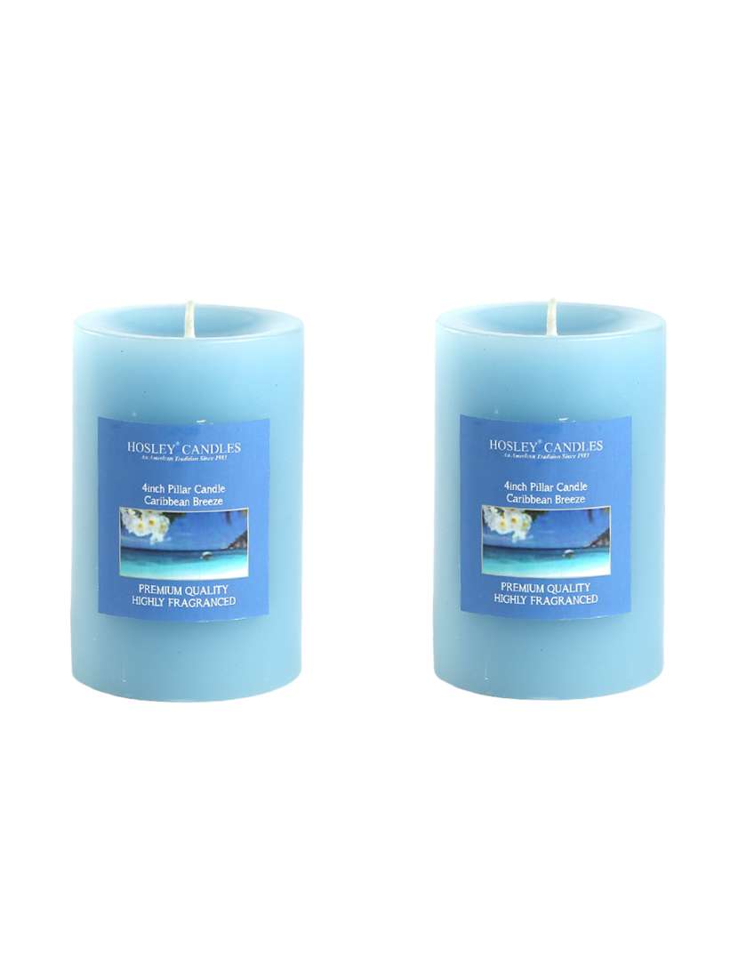 set of 2 caribbean breeze 4 inch pillar candles