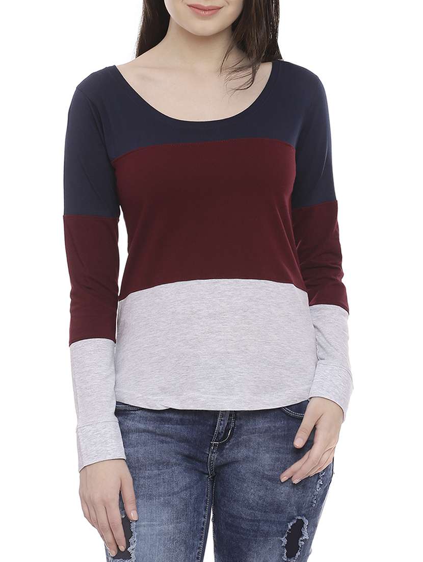color block round neck tee 