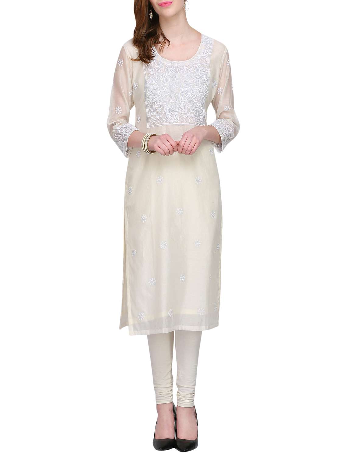 Kaanchie Nanggia White Chanderi Kurta