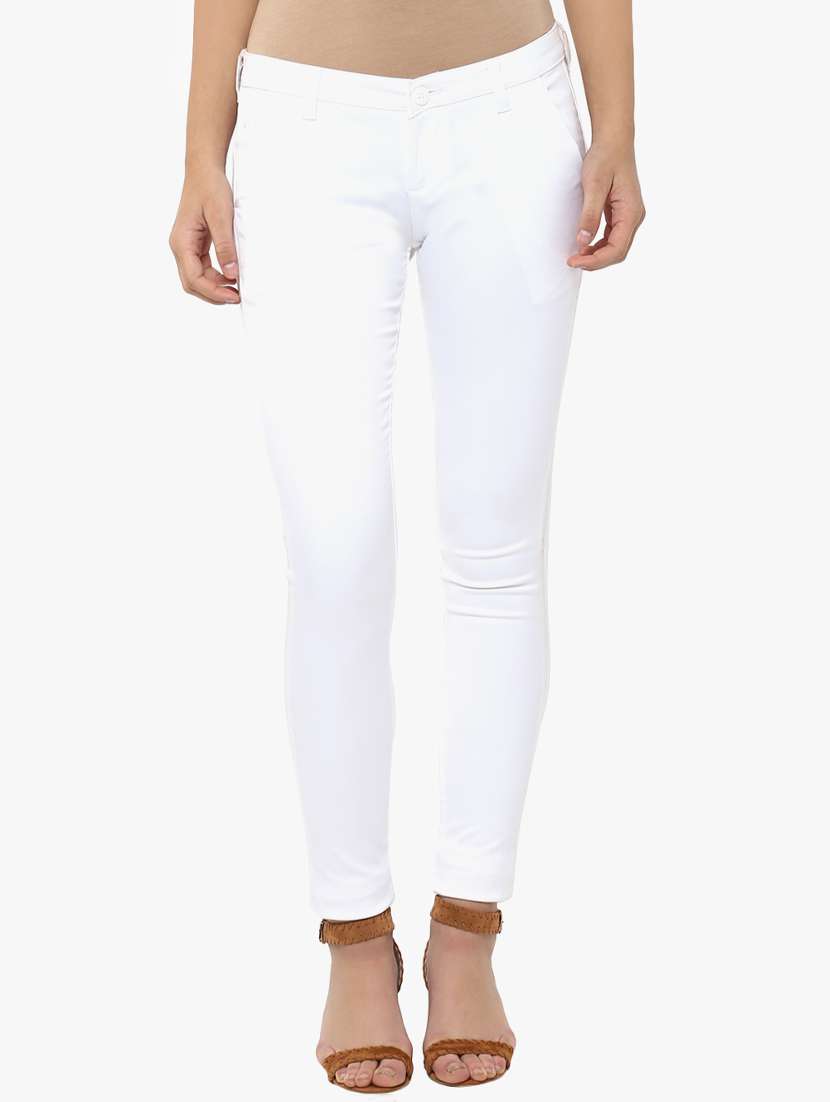 white solid low rise jean