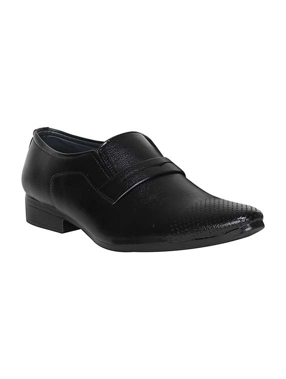 black leather formal slip on