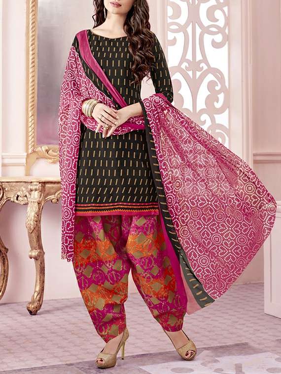 black patiyala suits unstitched suit set