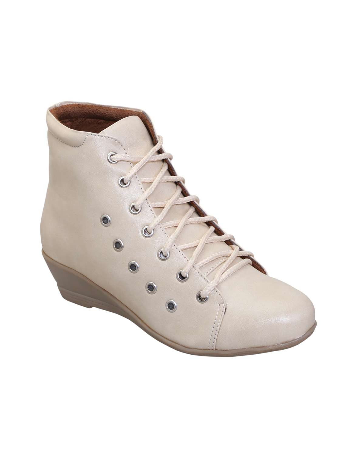 white lace-up ankle boot