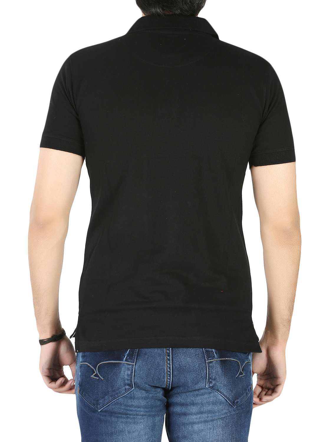 black solid polo t-shirt - 14959687 - Standard Image - 2