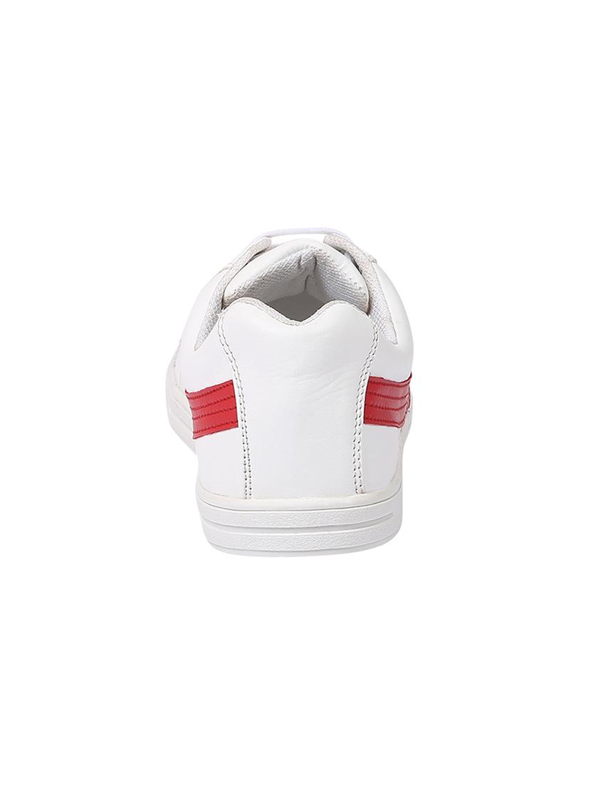 white leatherette lace up sneaker - 14960028 - Standard Image - 2