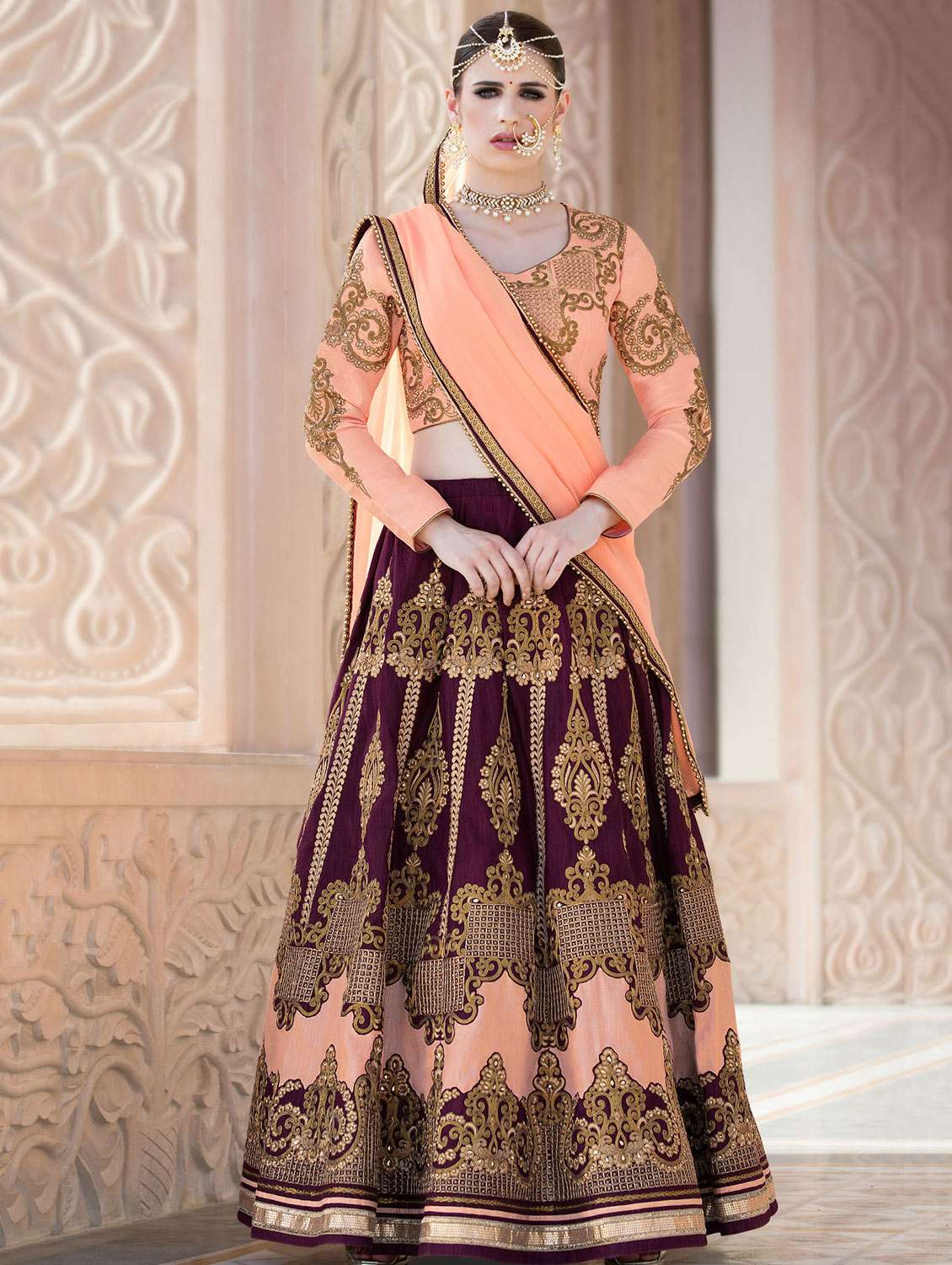 purple flared lehenga