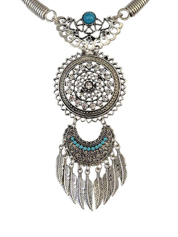 silver metal tribal necklace