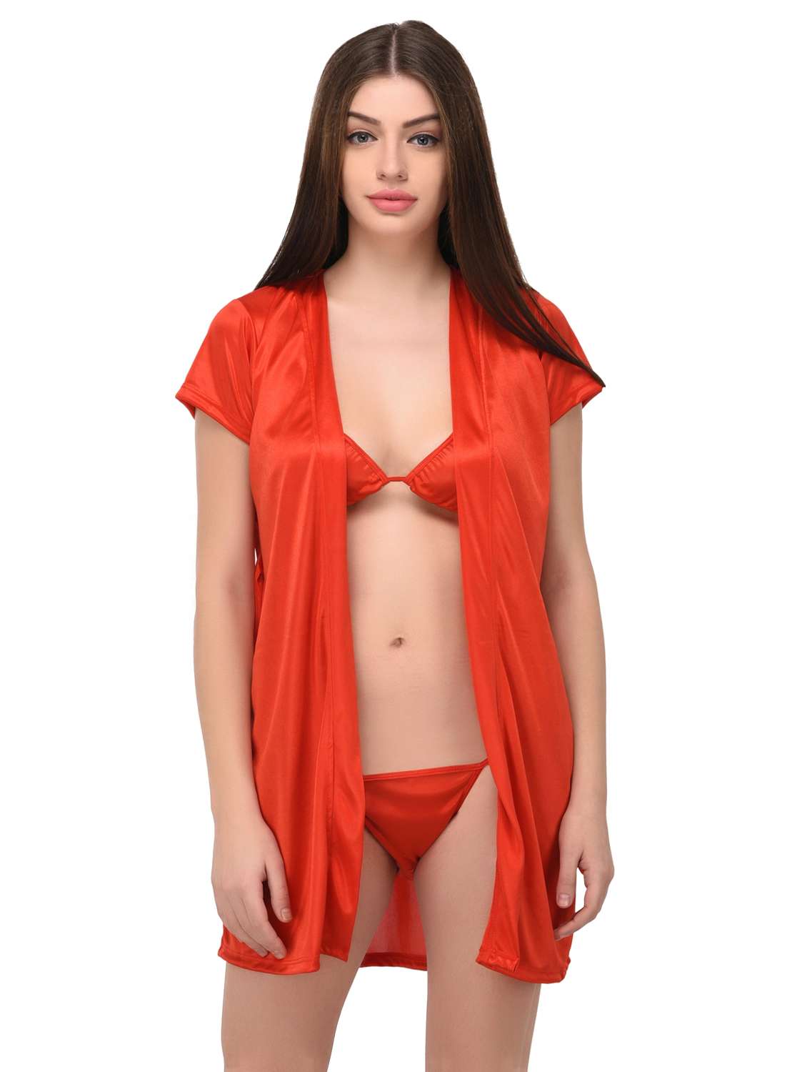 orange robe with bra and panty set