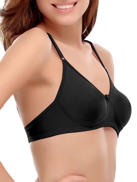 set of 3 bow patch solid bras - 14964782 - Standard Image - 2