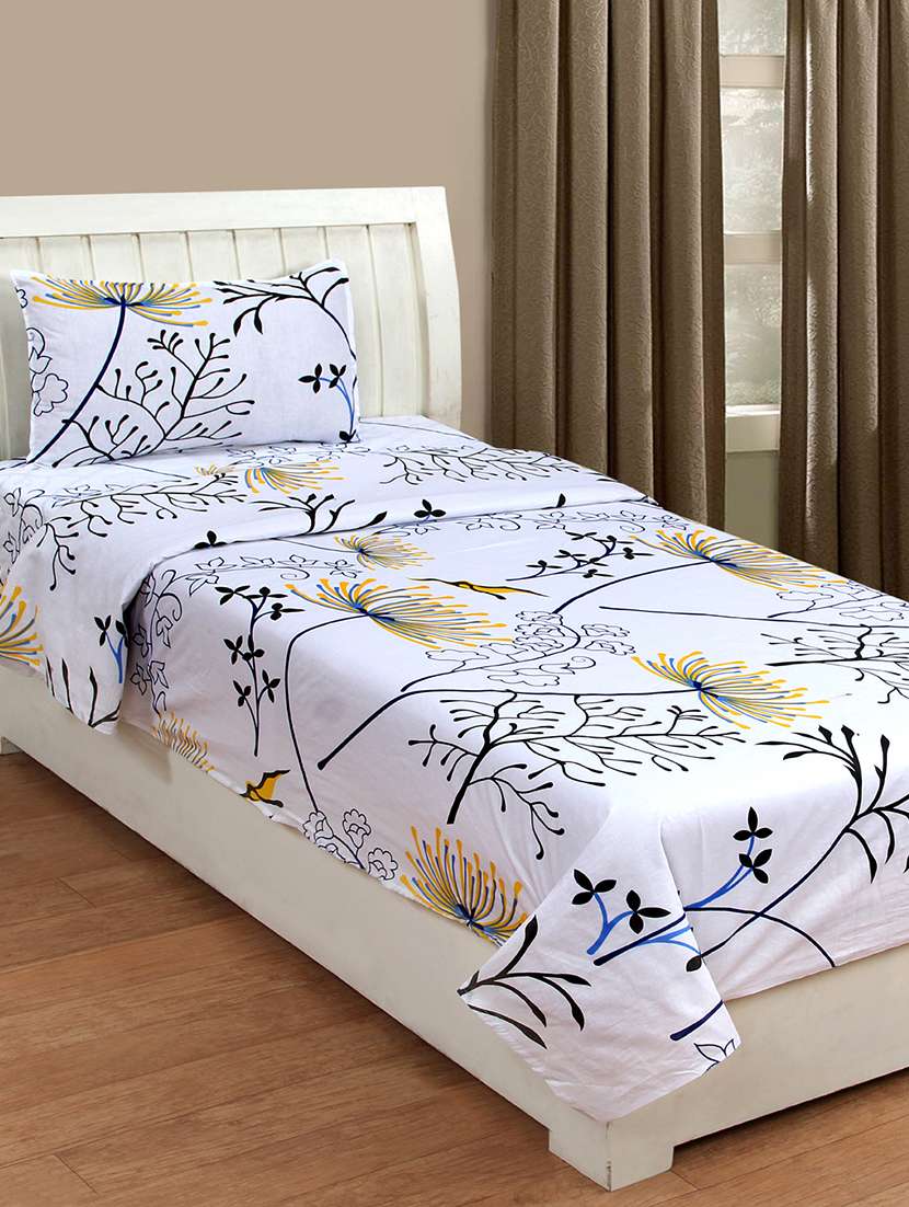 cotton single bedsheet with 1 pillow cover