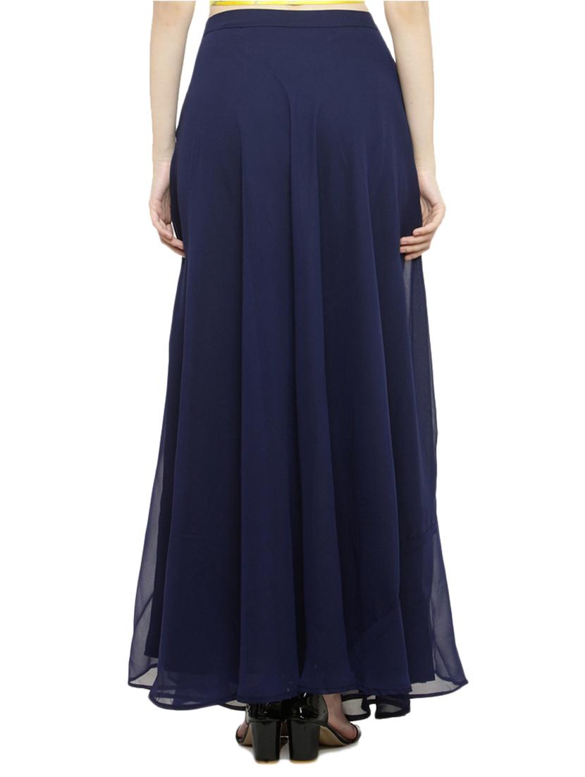 navy blue georgette flared skirts - 14966350 - Standard Image - 2