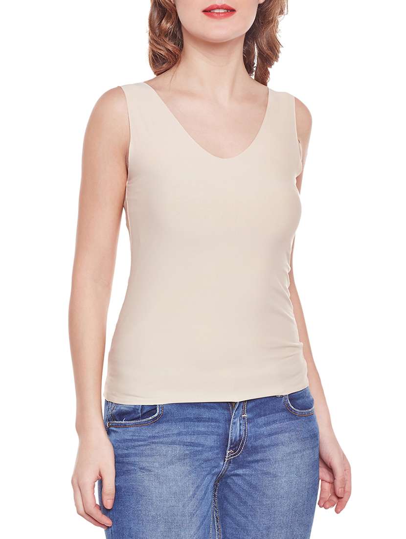 solid beige cotton camisole
