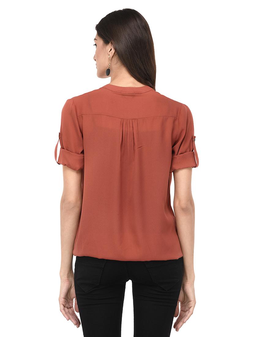 brown solid shirt - 14969604 - Standard Image - 2