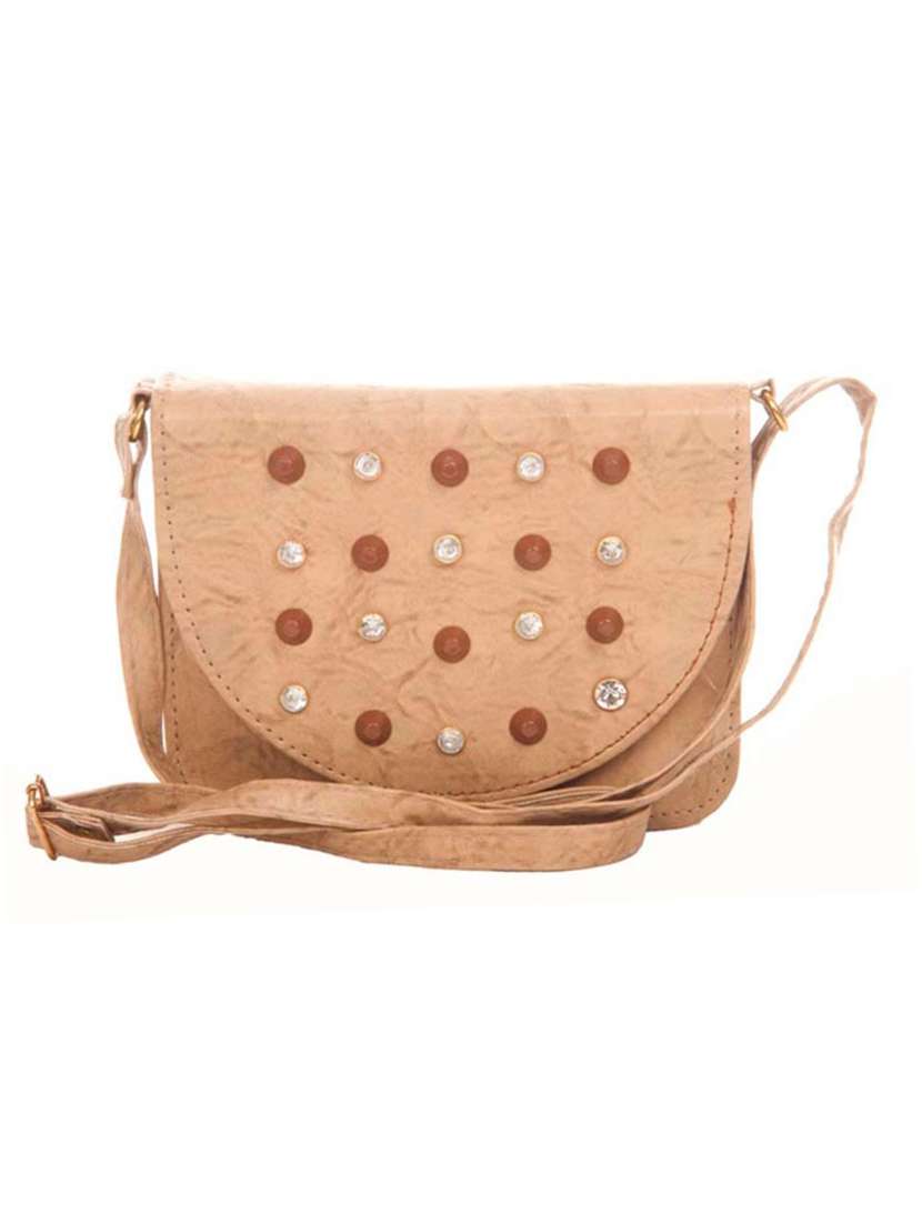 beige leatherette (pu) sling bag