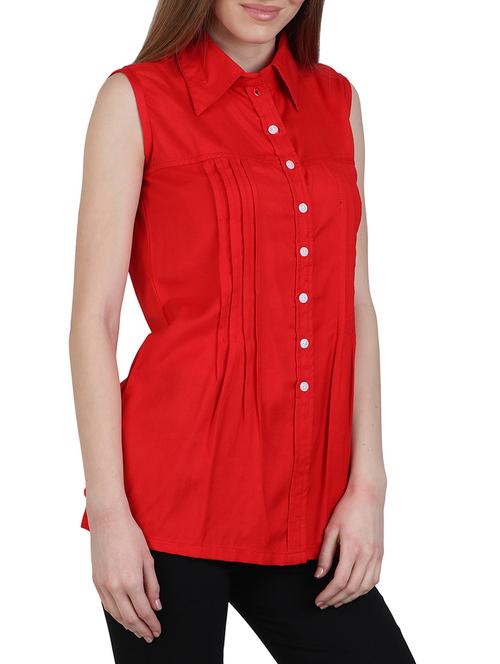 pleated solid shirt - 14973503 - Standard Image - 0