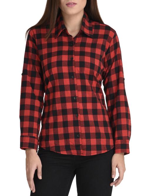 red checkered cotton shirt - 14973506 -  Standard Image - 0