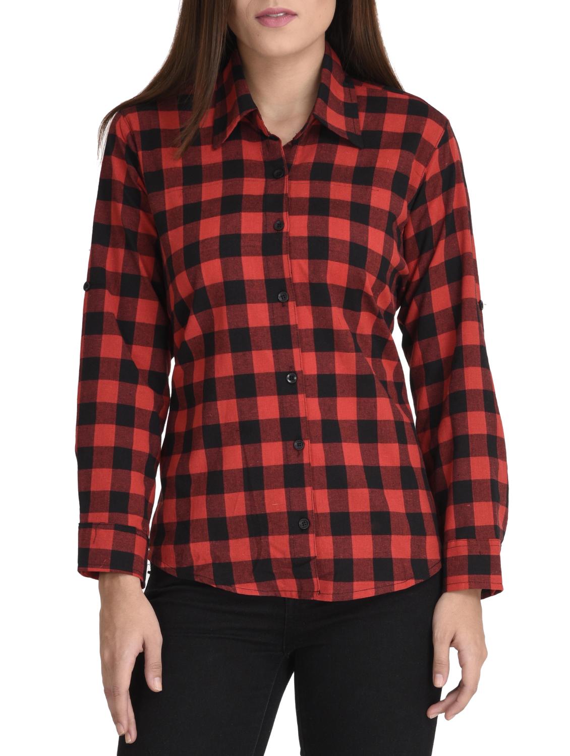 red checkered cotton shirt - 14973506 -  Zoom Image - 0