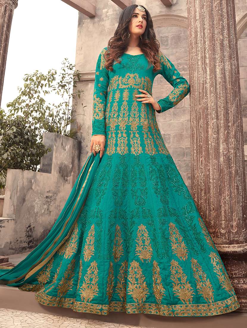 blue unstitched anarkali suits