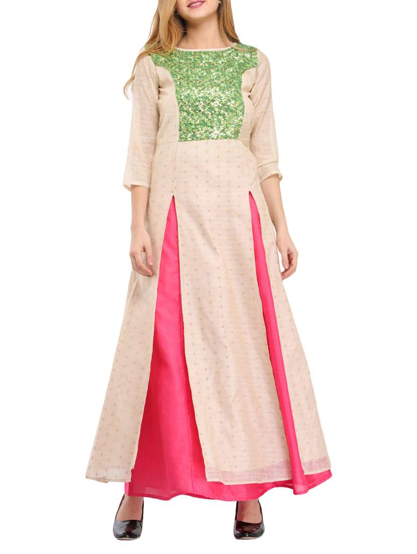 embroidered dual slit kurta palazzo set