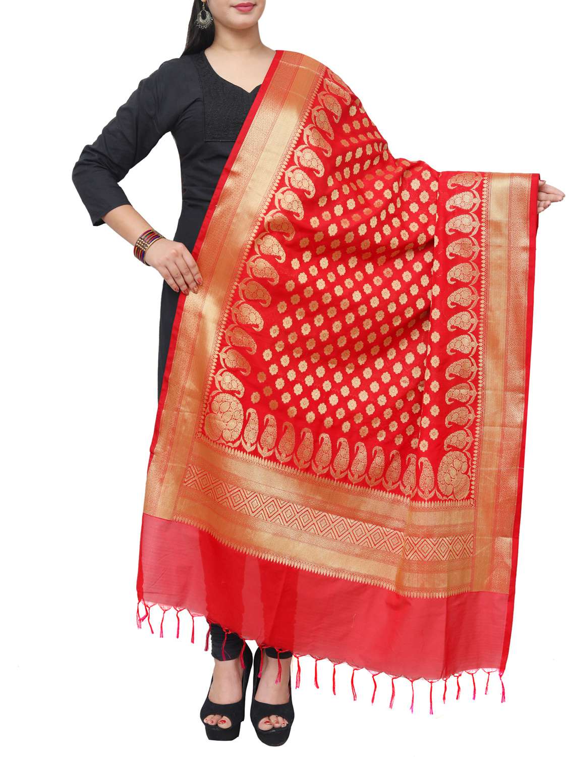 red art silk dupatta